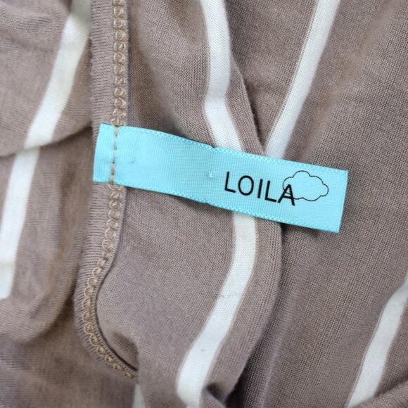 Women's Loila Dress Striped 3/4 Sleeve Crew Neck Belted SMALL Brown - Picture 11 of 13